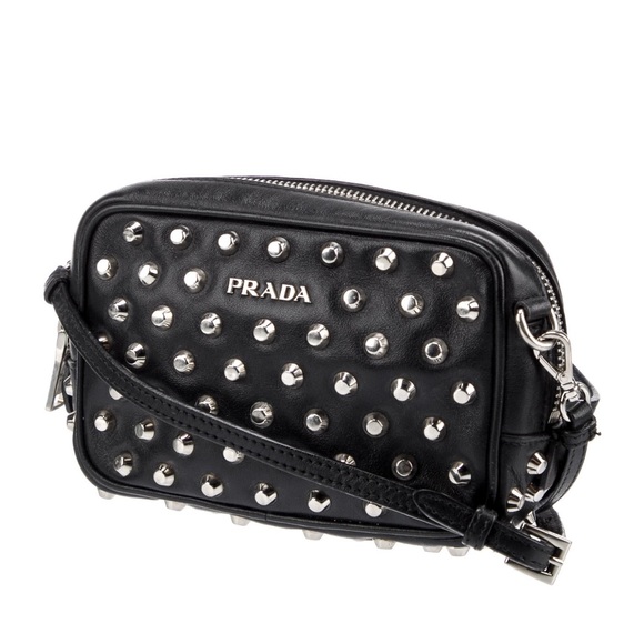 Prada Handbags - Prada Soft Calf studded mini cross body Camera Bag